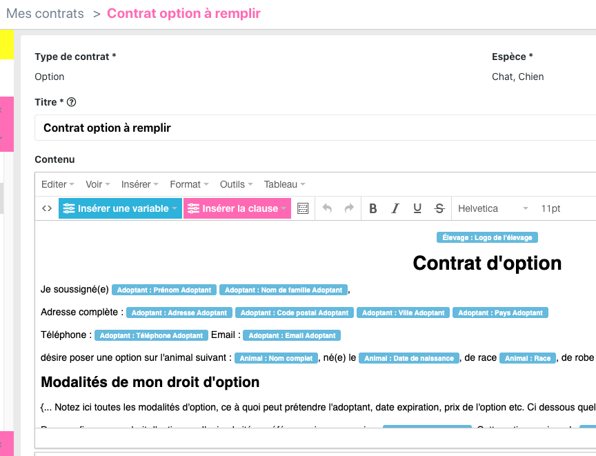 Vos contrats en un seul clic