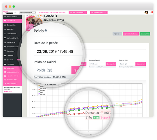 Suivi du poids en elevage félin avec webreed